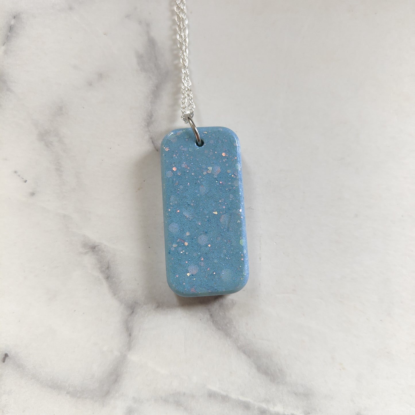 Resin Rectangle Necklace - BlueSparkles