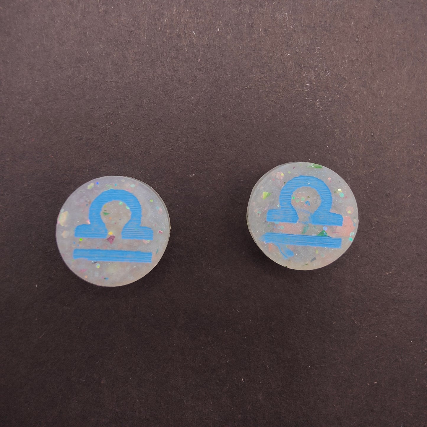 Horoscope Stud Earrings - Libra Blue/White