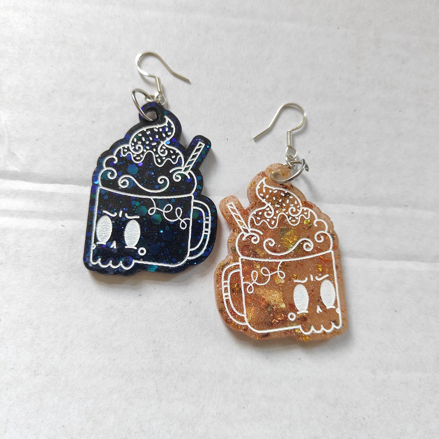 Hot Chocolate Skulls Earrings - Blue/Gold