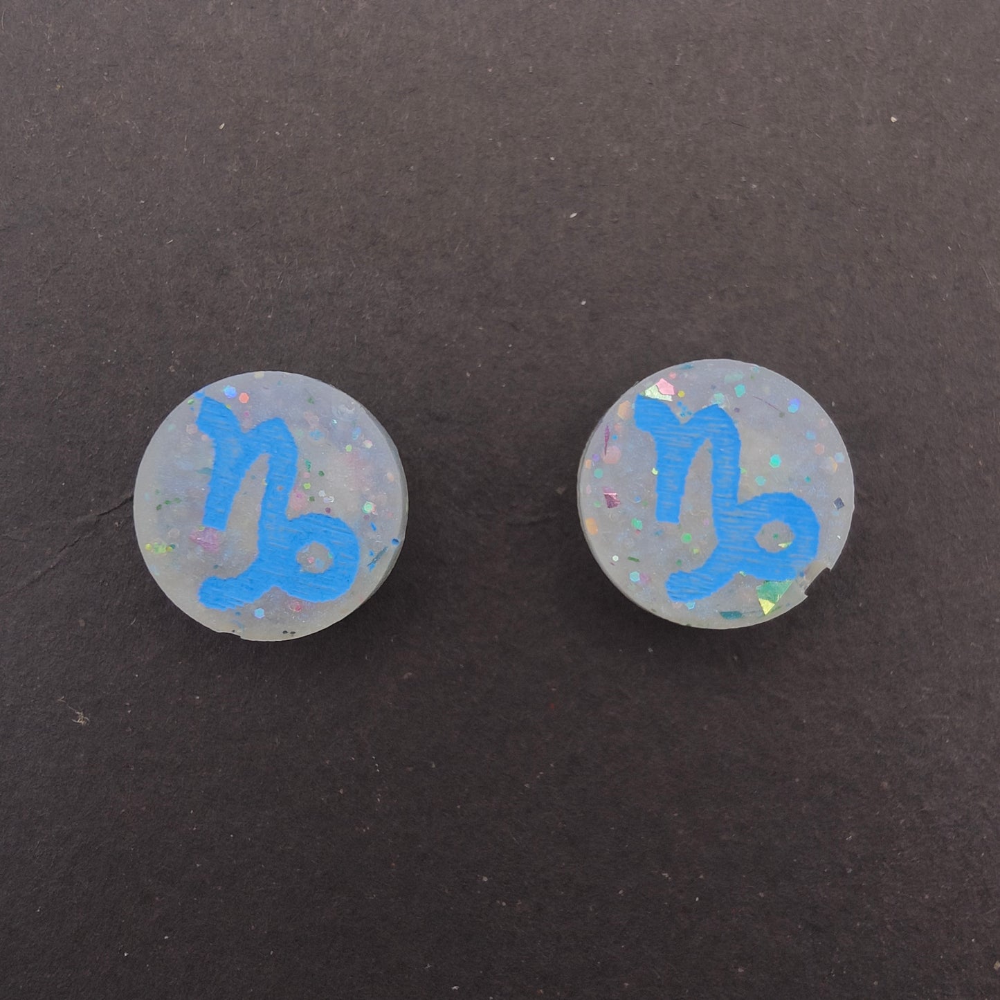 Horoscope Stud Earrings - Capricon Blue/White