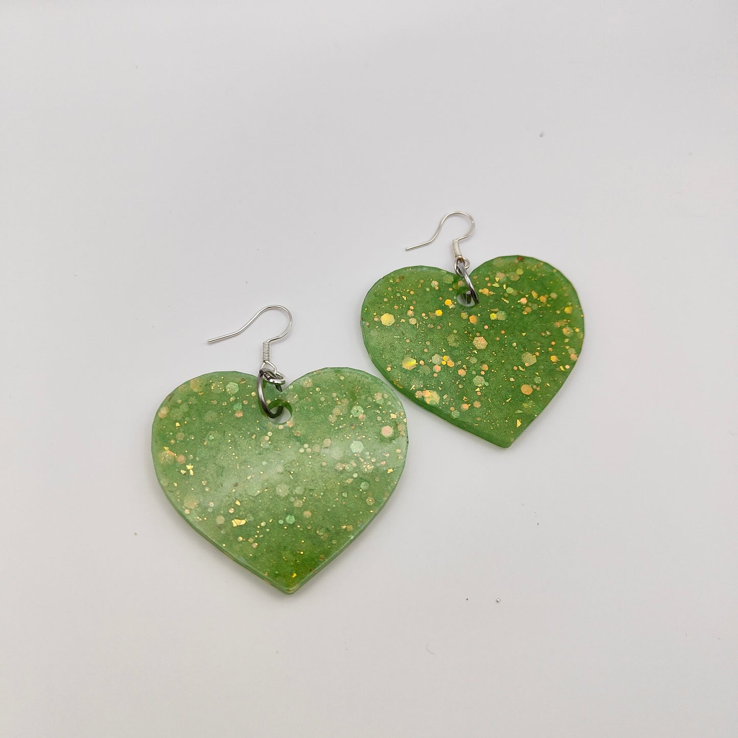 Heart (Large) Earrings - Green