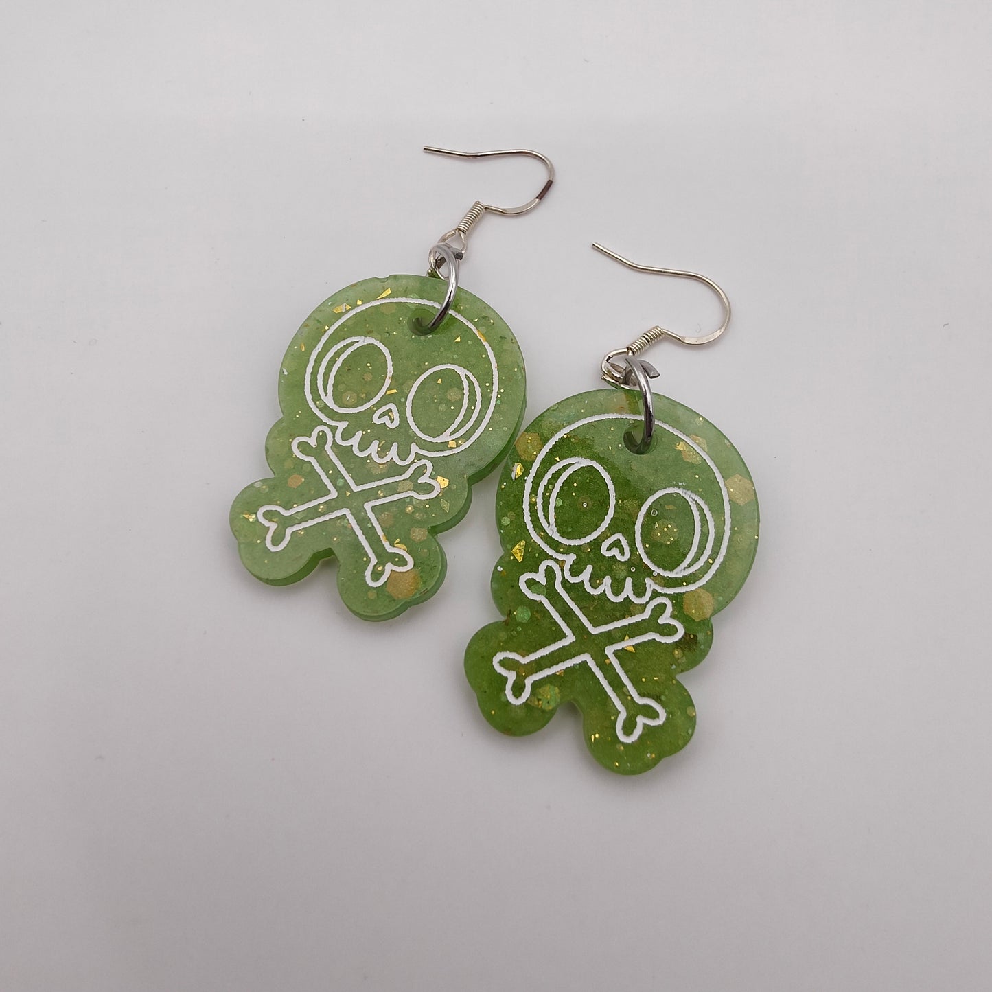 Skull Bone Earrings - Green