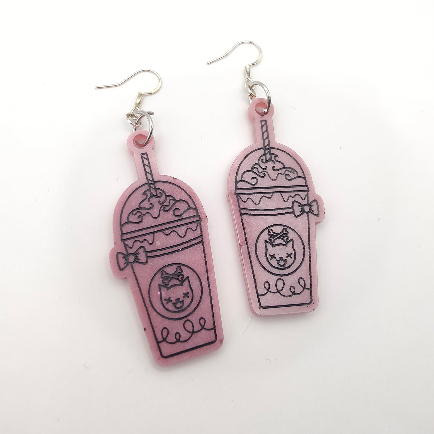 Milkshake Spooky Cat Earrings - Pink