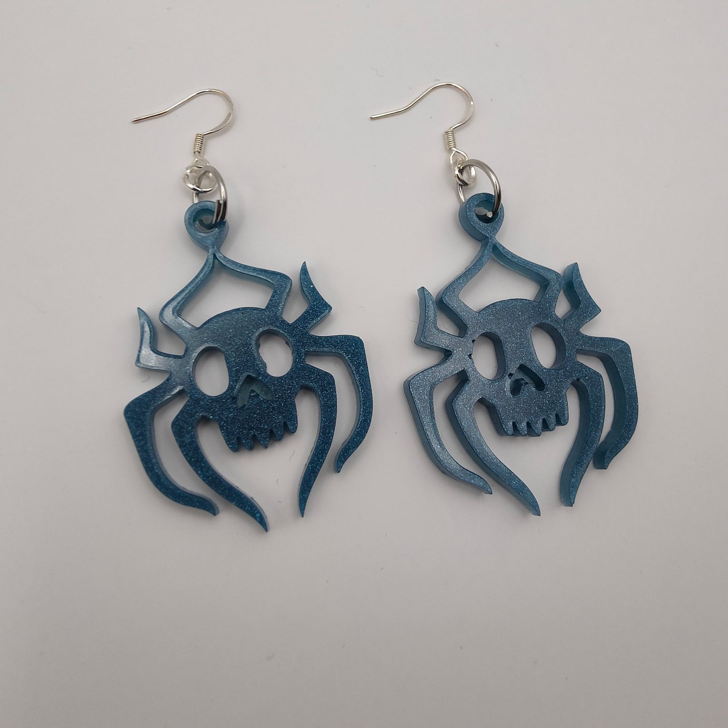 Spider Skull (Large) Earrings - Blue