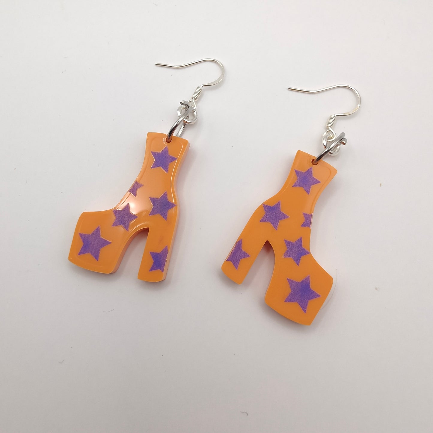 Star Boots Earrings - Orange / Purple