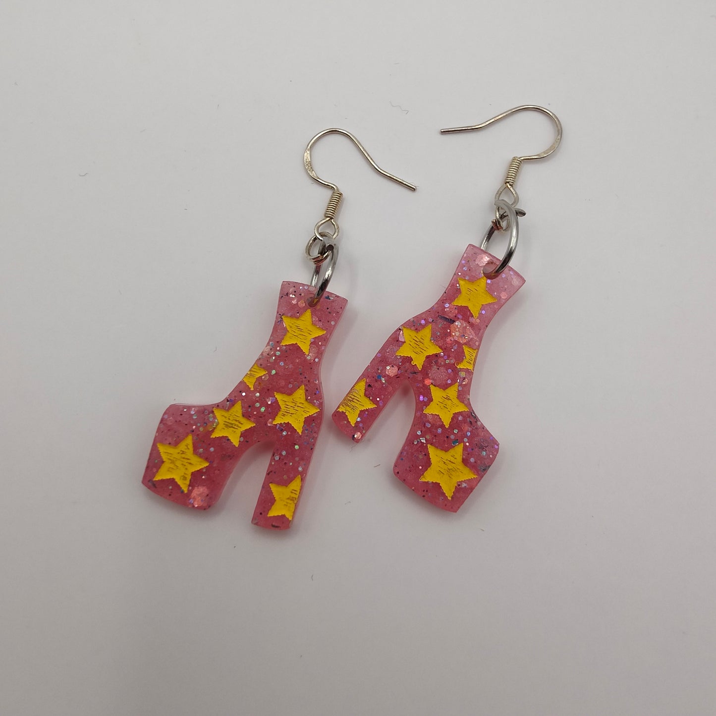 Star Boots Earrings - Pink / Yellow