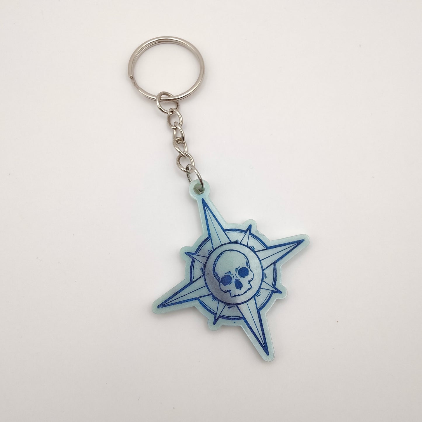 Skull Compass Keyring - Blue