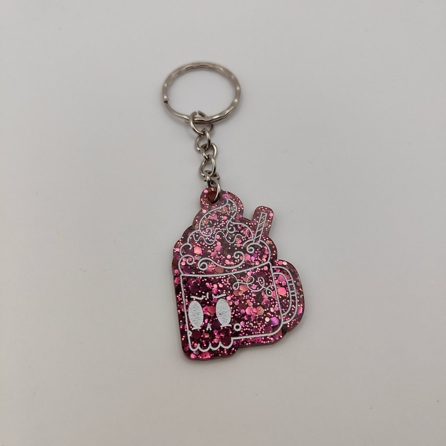 Hot Chocolate Mug Keyring - Dark Red (Left)