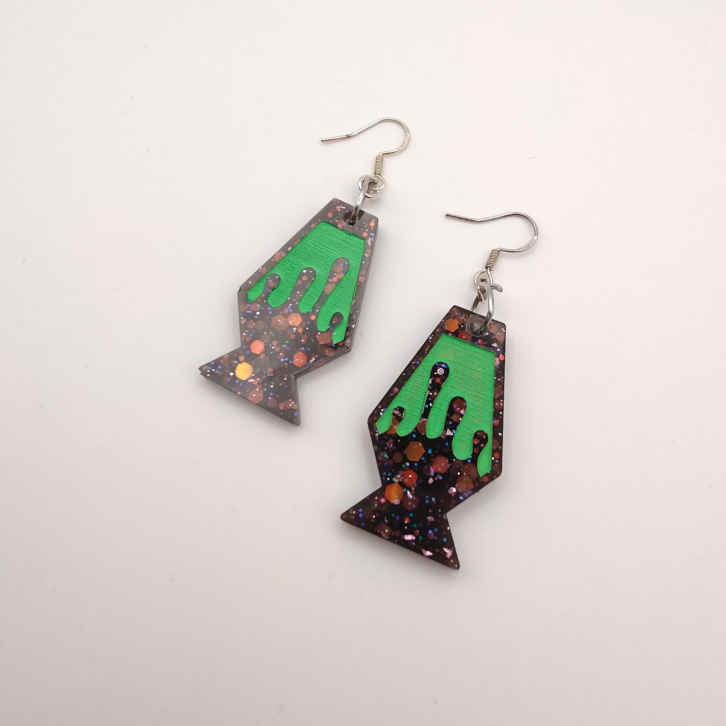 Lava Lamp Earrings - Black / Green