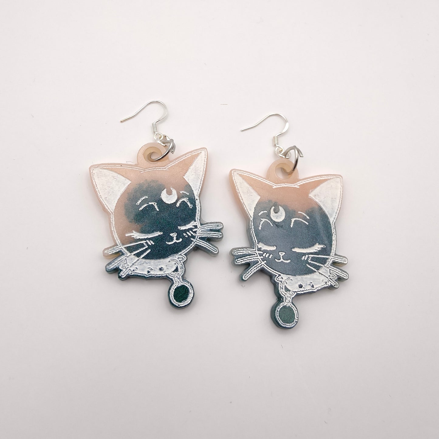 Cat Earrings - Teal / Pink