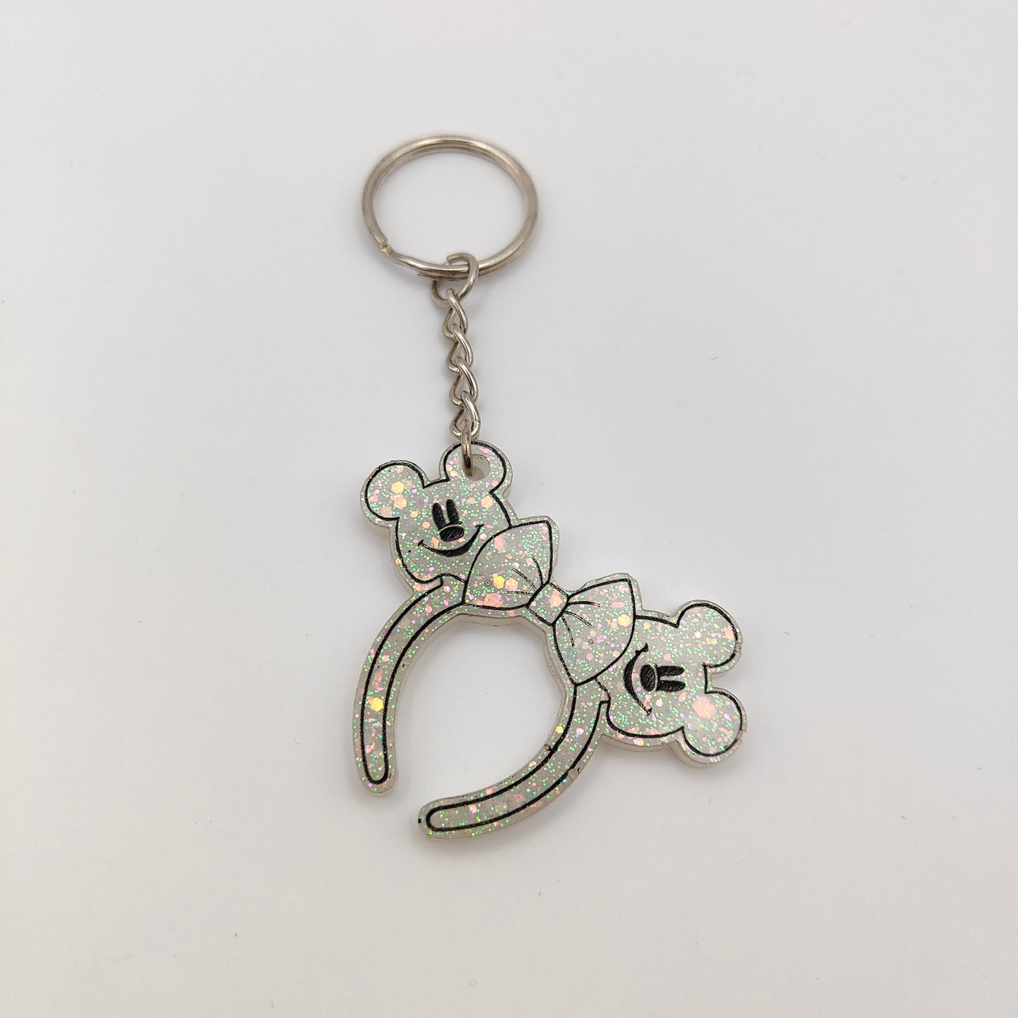 Ears Keyring - White Glitter