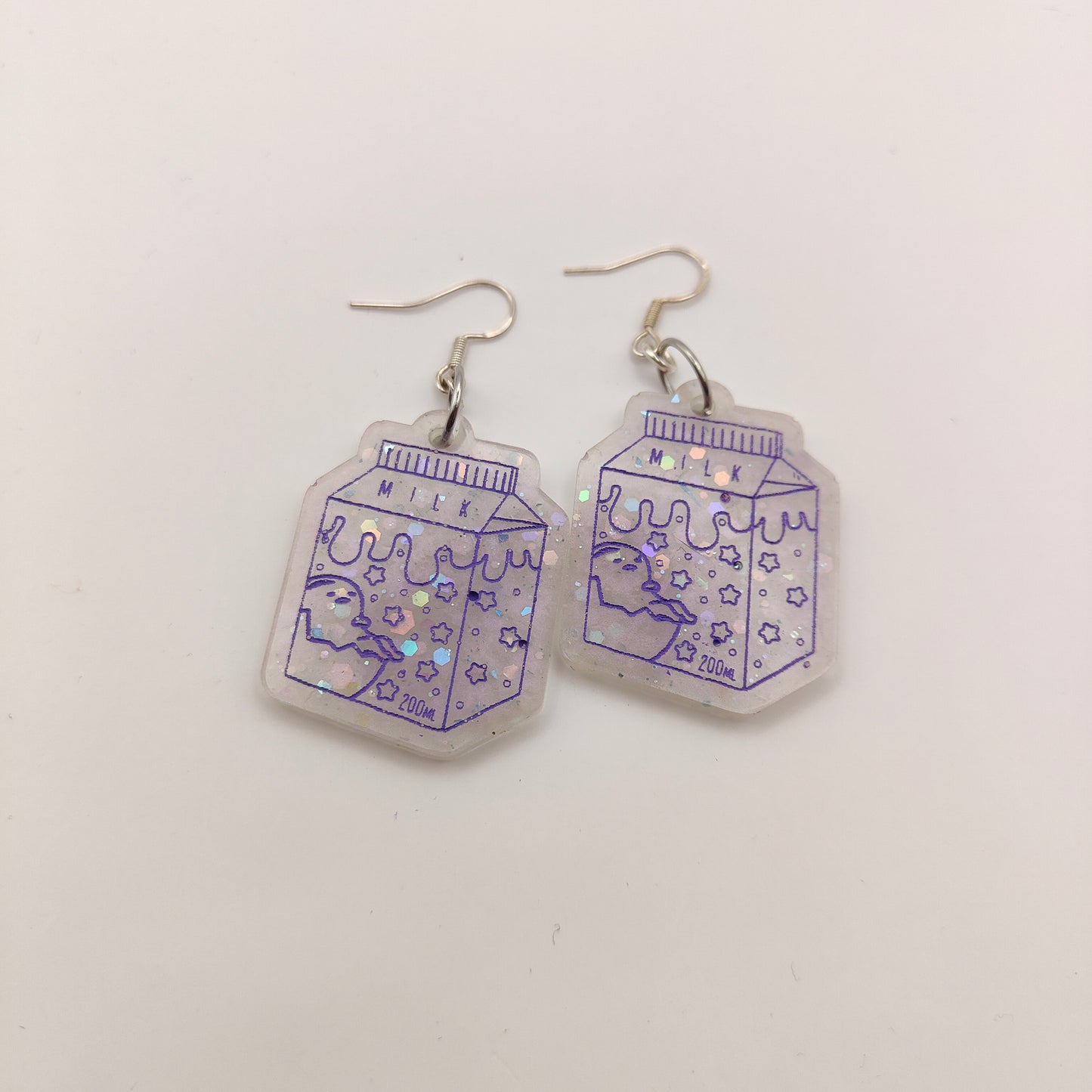 Egg Milk Carton Earrings - Purple / White