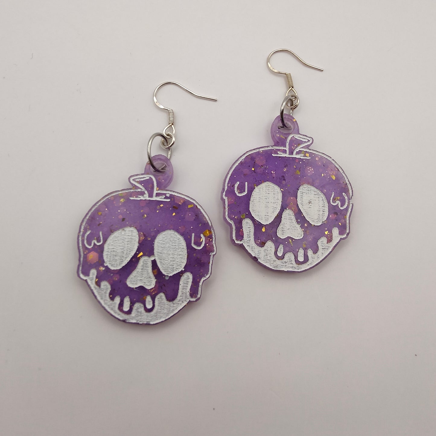Apple Earrings - Purple Sparkle