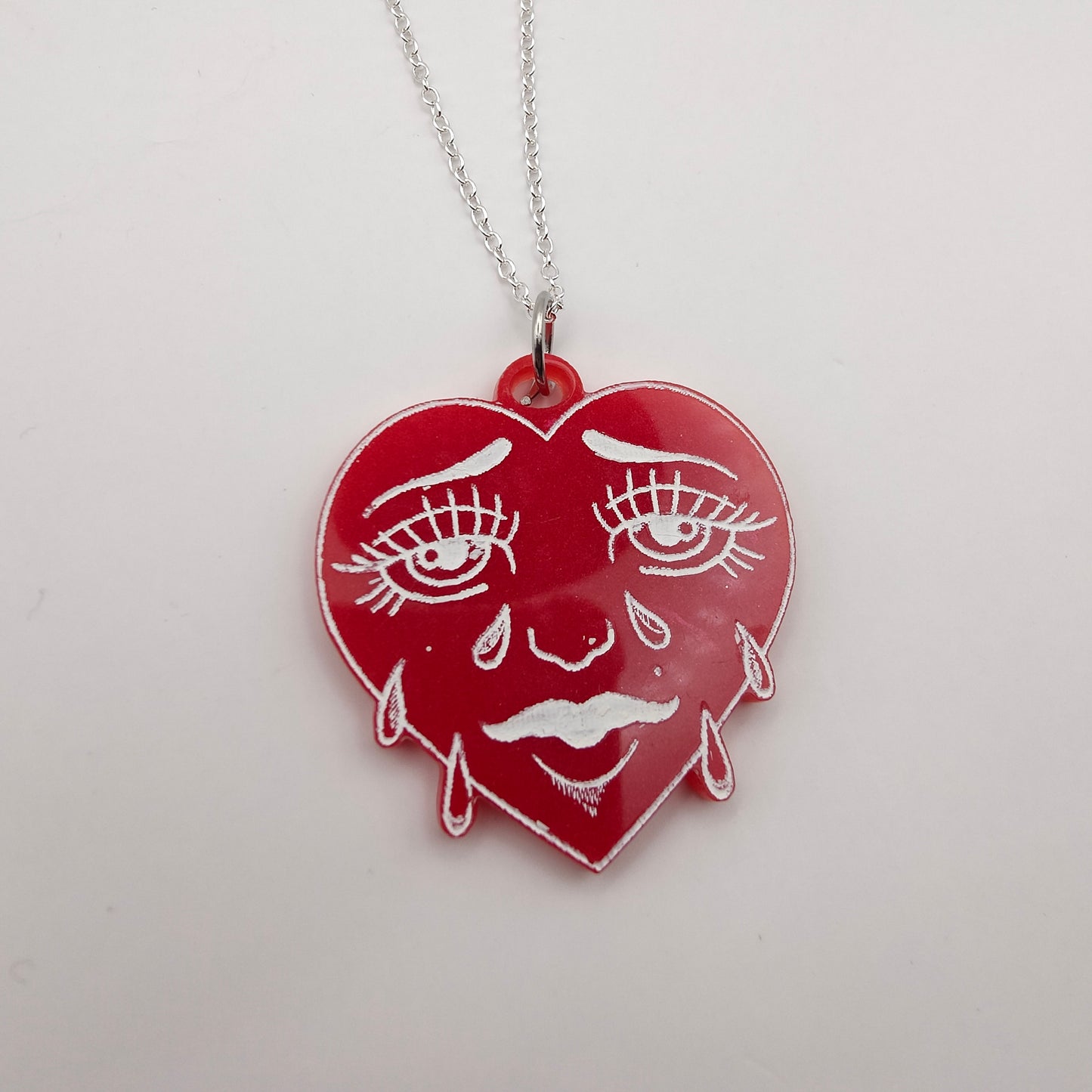 Crying Heart Necklace - Red