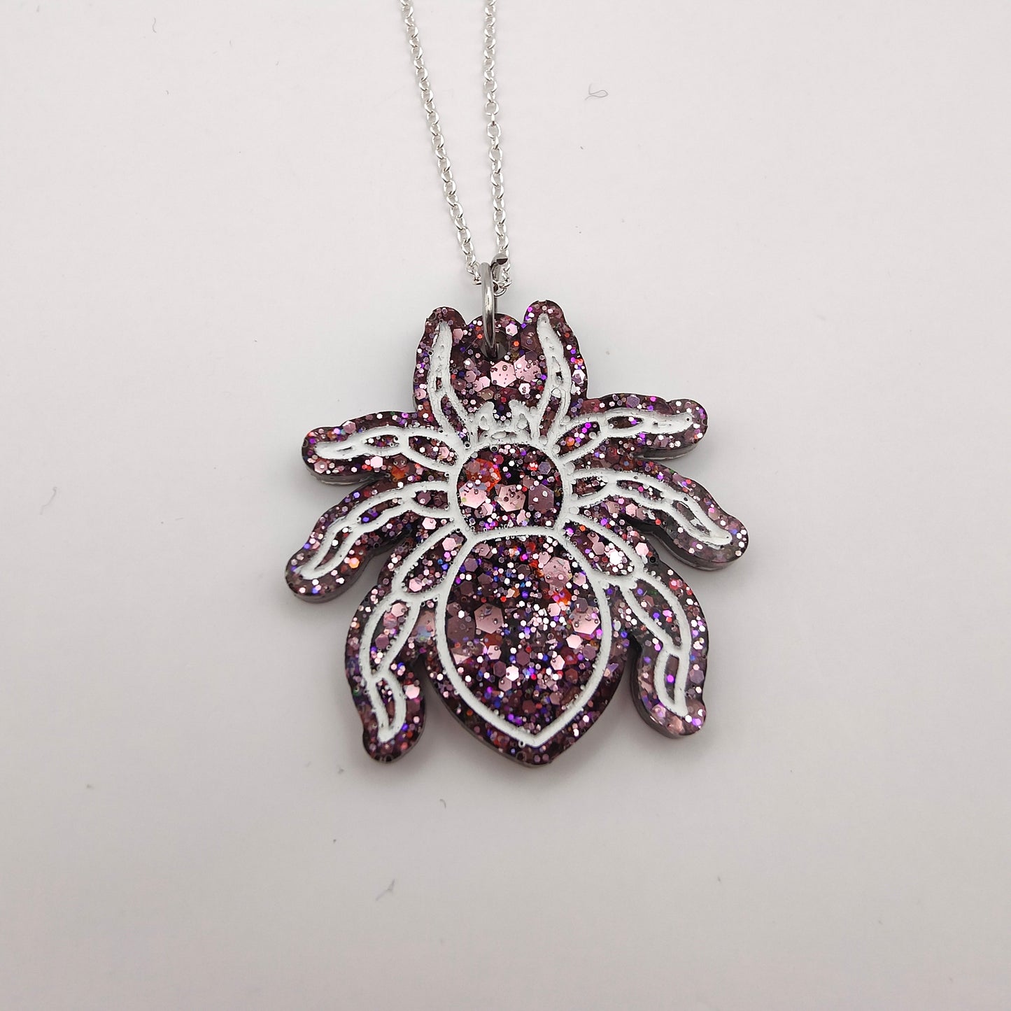 Spider Necklace - Black/Pink Sparkles