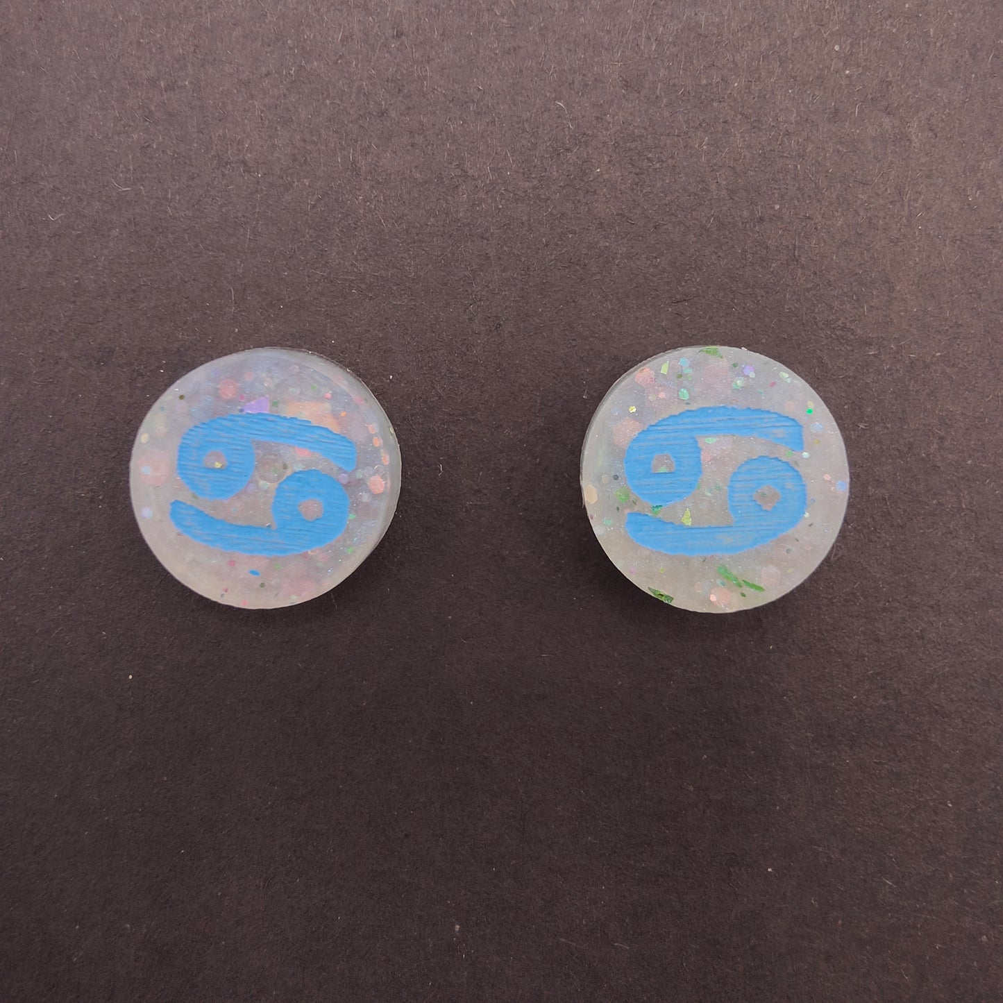 Horoscope Stud Earrings - Cancer Blue / White