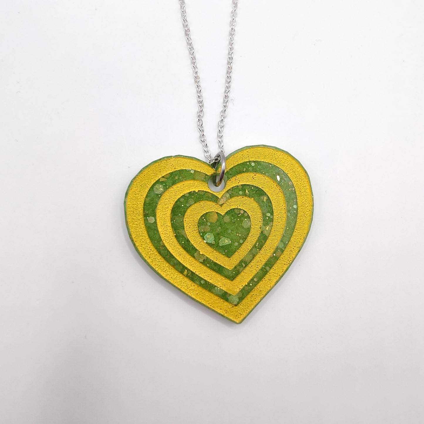 Heart Necklace - Green / Yellow