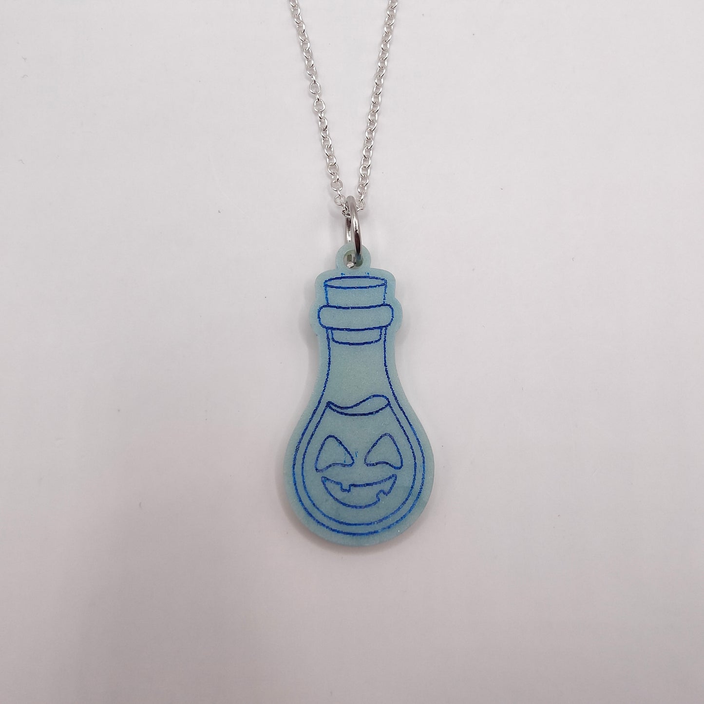 Bottle Spooky Potion Necklace - Blue
