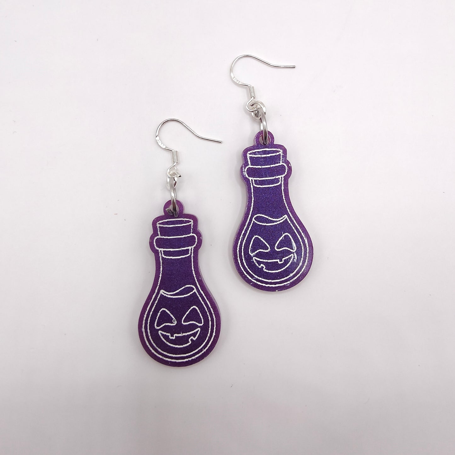 Spooky Potion Bottle Earrings - Purple