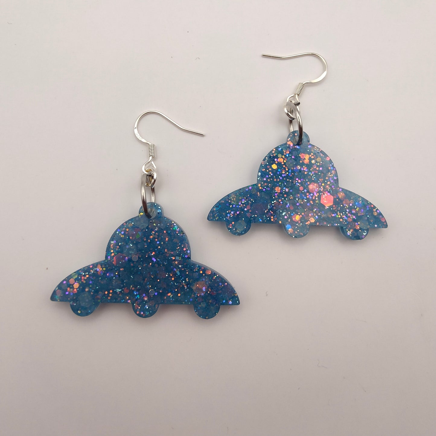 UFO Earrings - Blue Sparkles