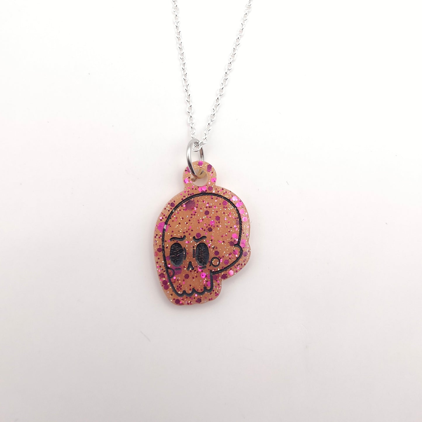 Skull Necklace - Pink Sparkles