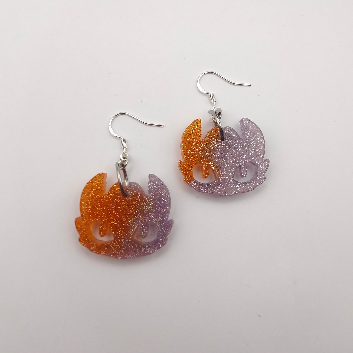 Dragon Earrings - Orange/Purple