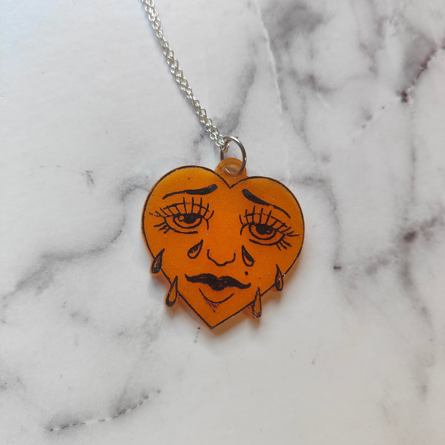 Crying Heart Necklace - Orange