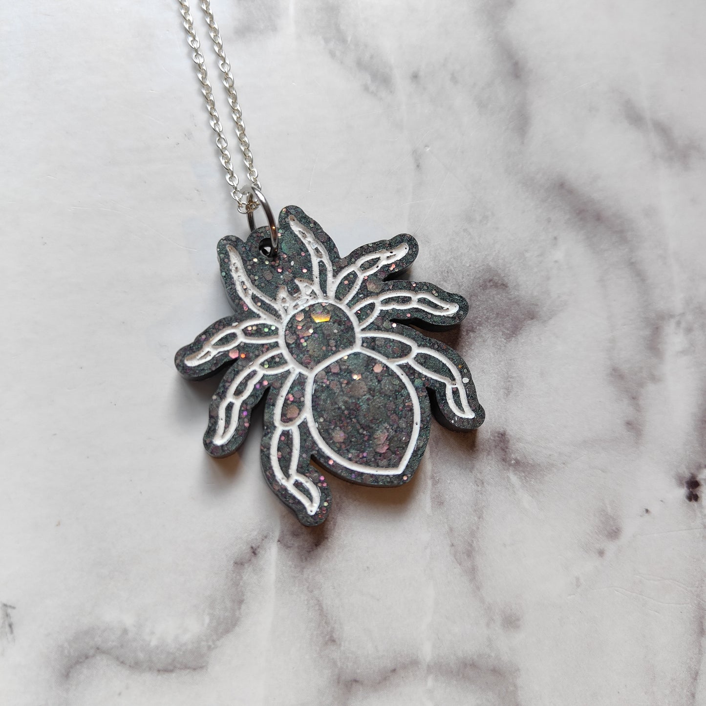 Spider Necklace - Matte Black Sparkles