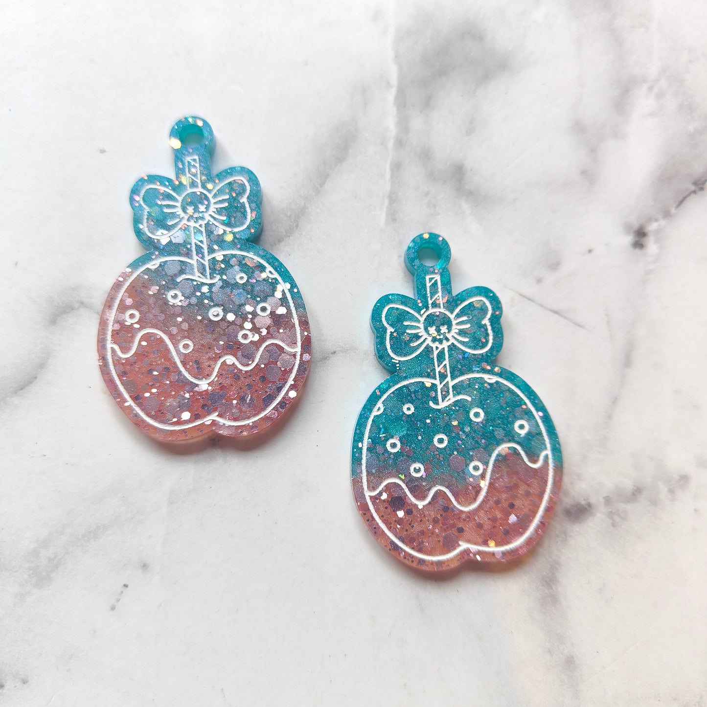 Toffee Apple Earrings - Pastel Pink/Blue