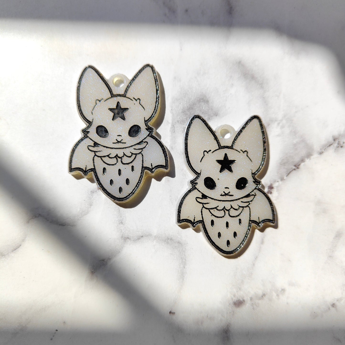 Bats in Strawberries Earrings - White/Black