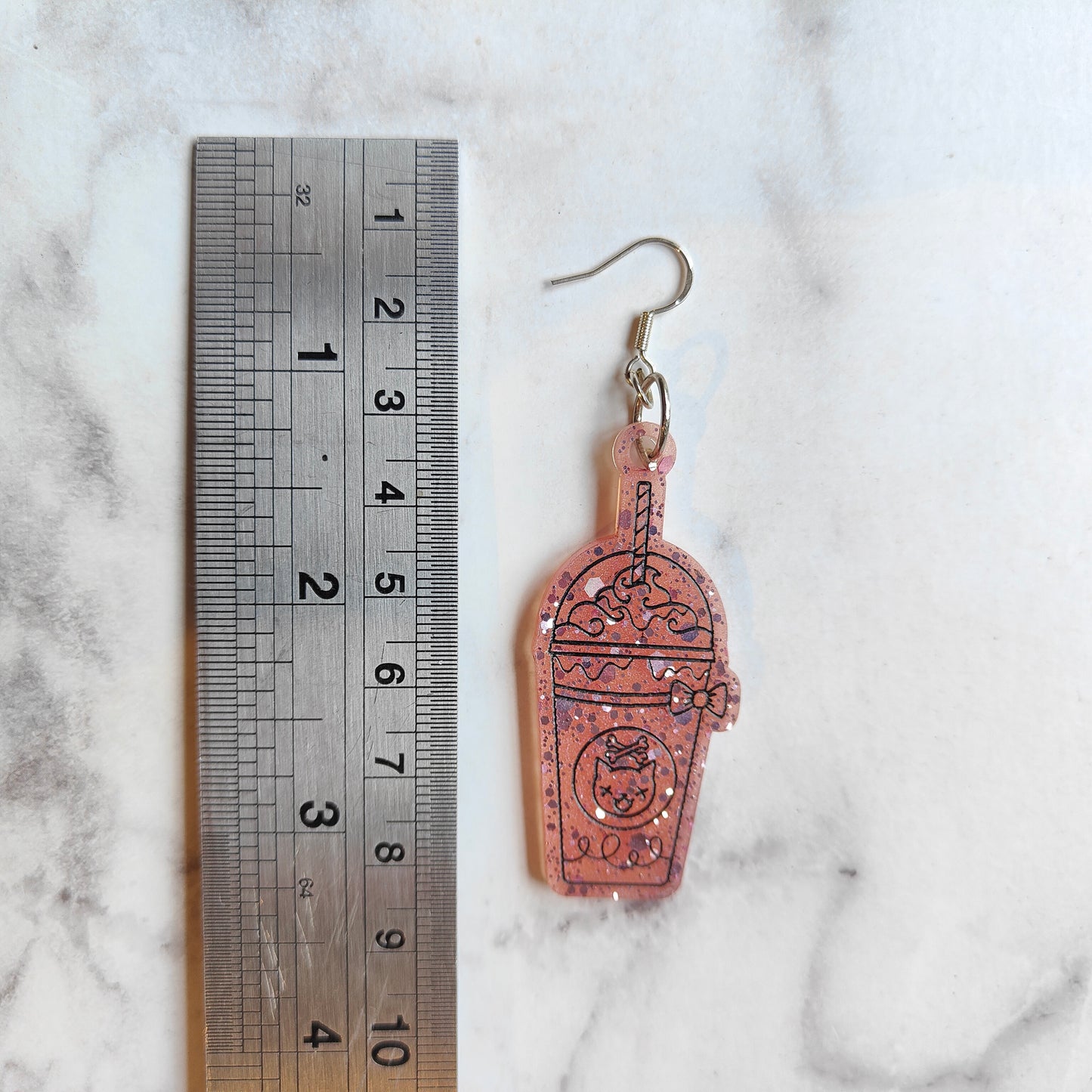 Milkshake Spooky Cat Earrings - Pink Sparkles