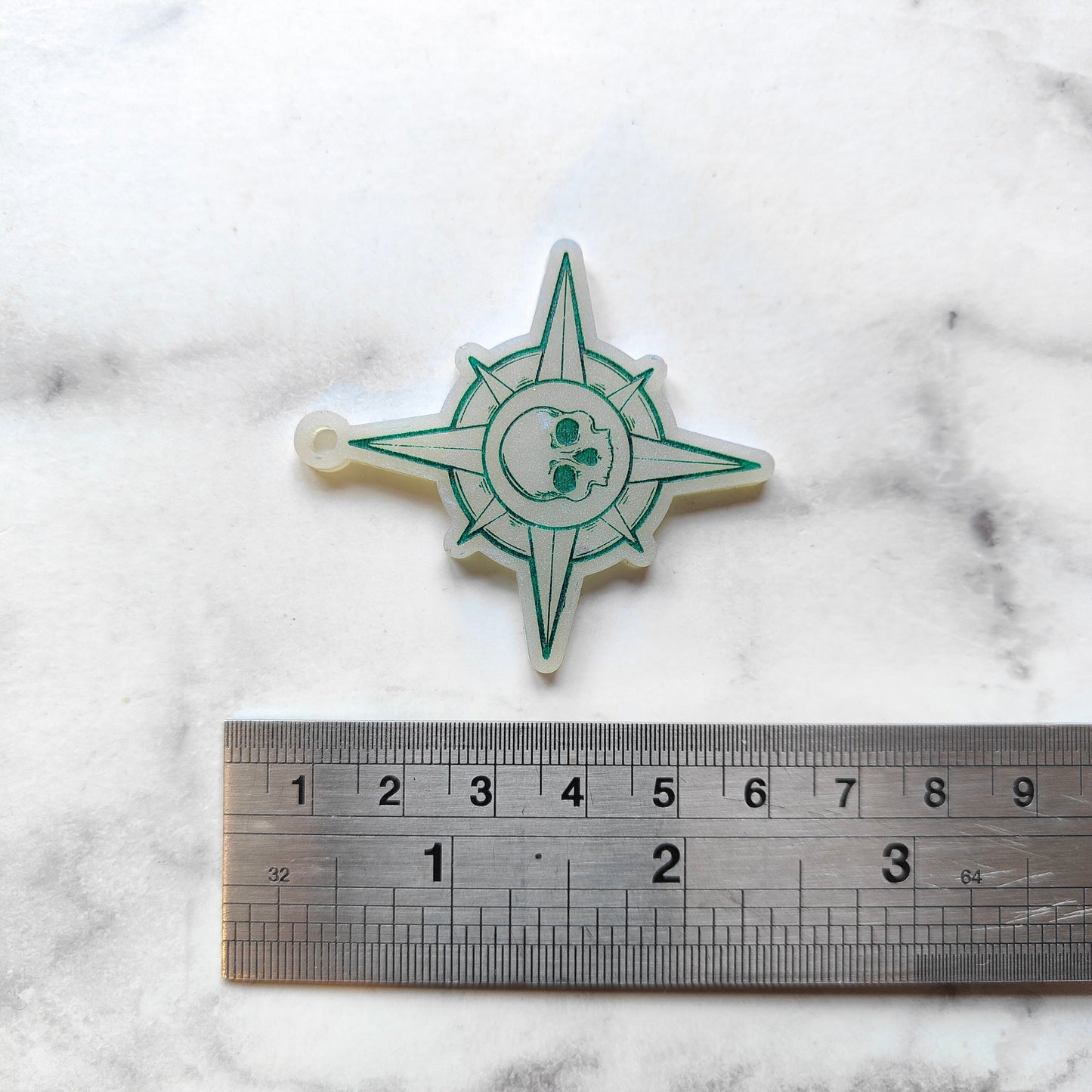 Skull Compass Earrings - Green