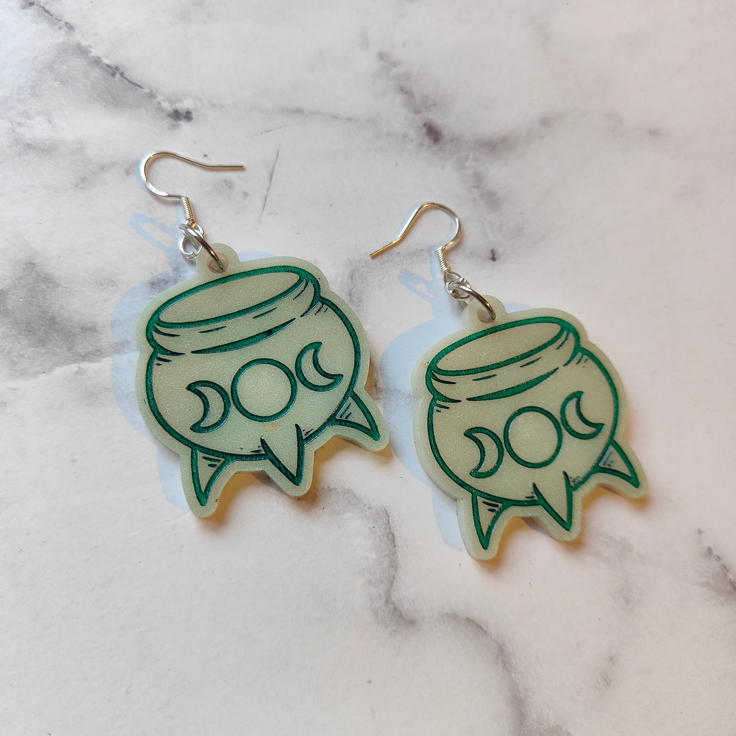 Witch’s Cauldron Earrings - Light Green