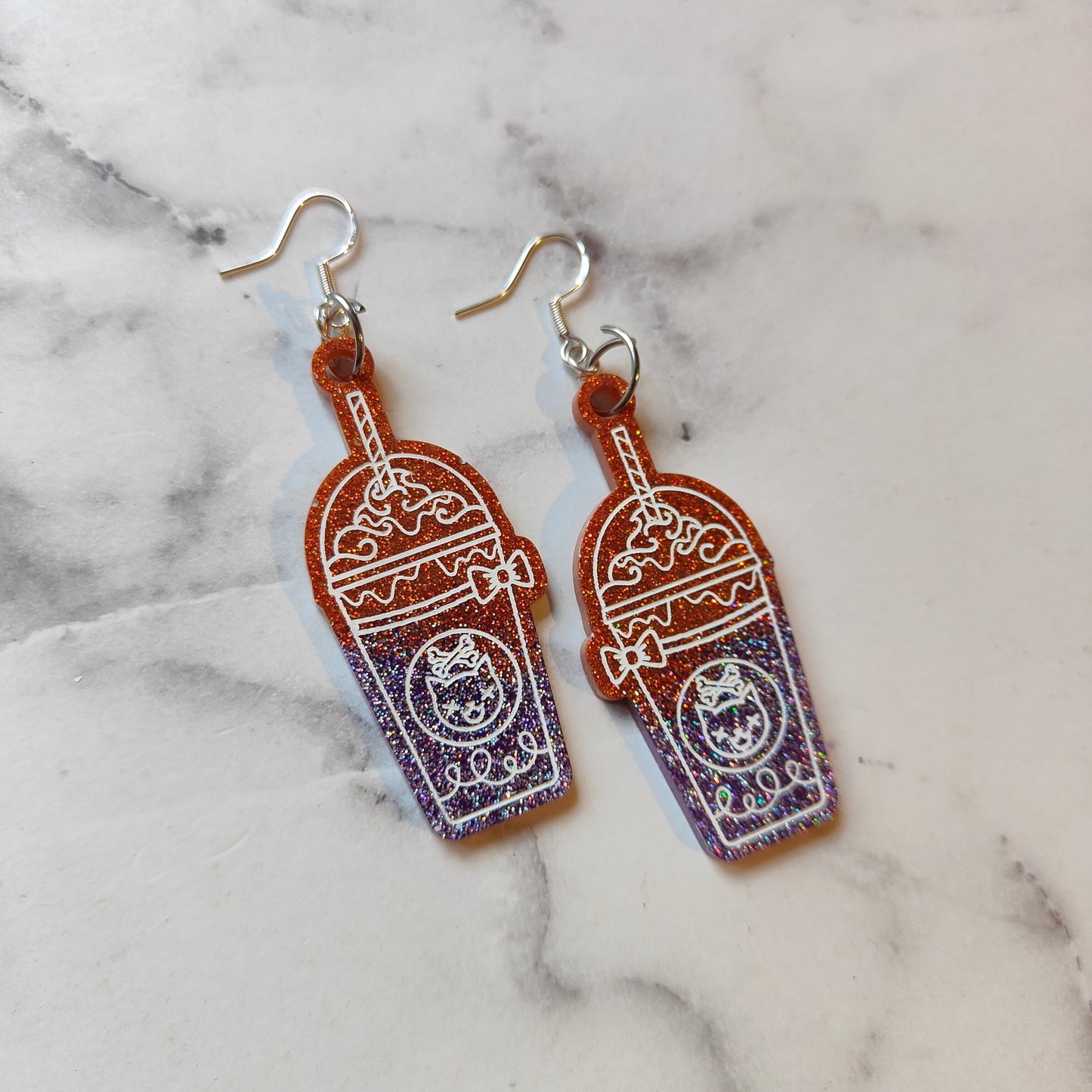 Milkshake Spooky Cat Earrings - Glitter Halloween