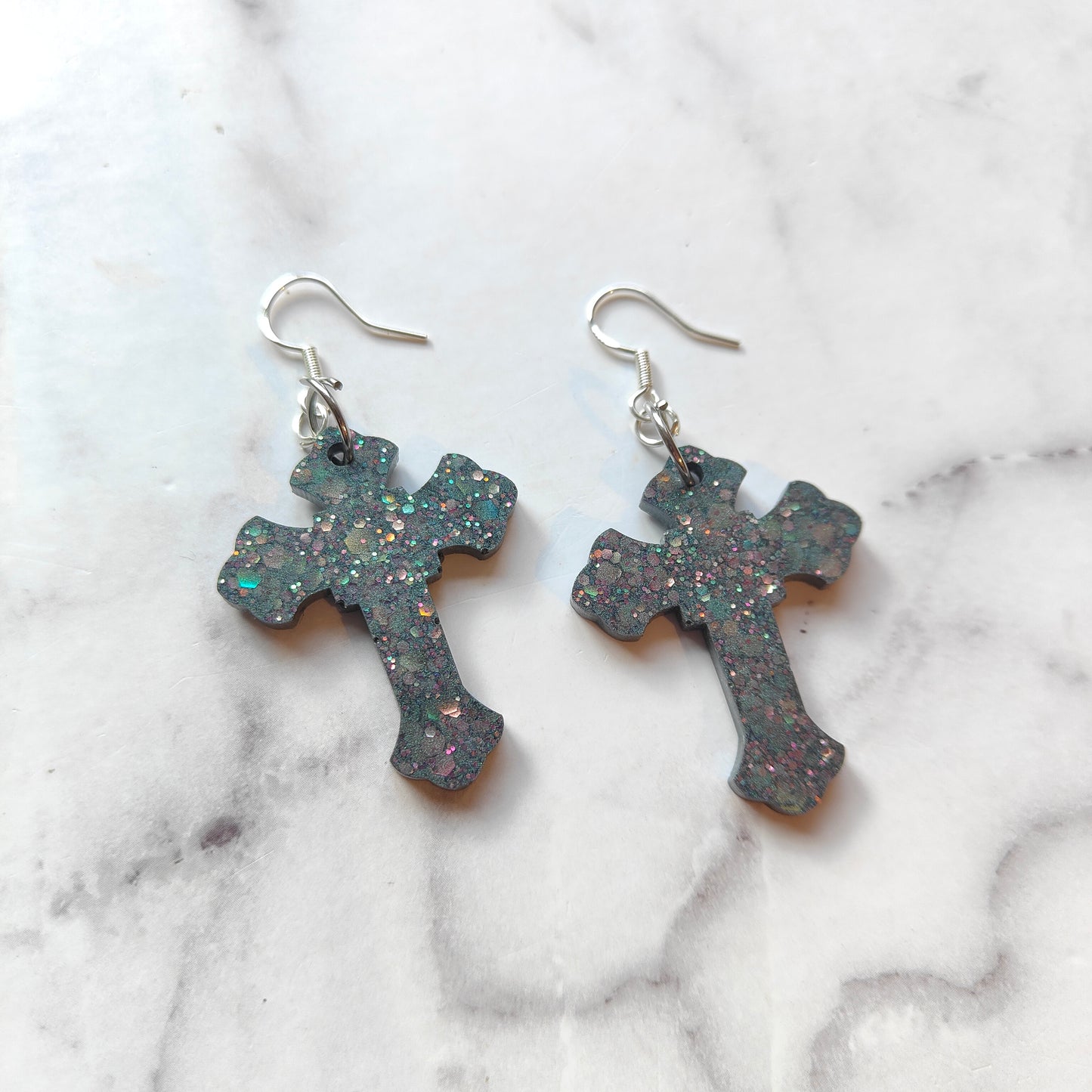 Cross Earrings - Matte Black