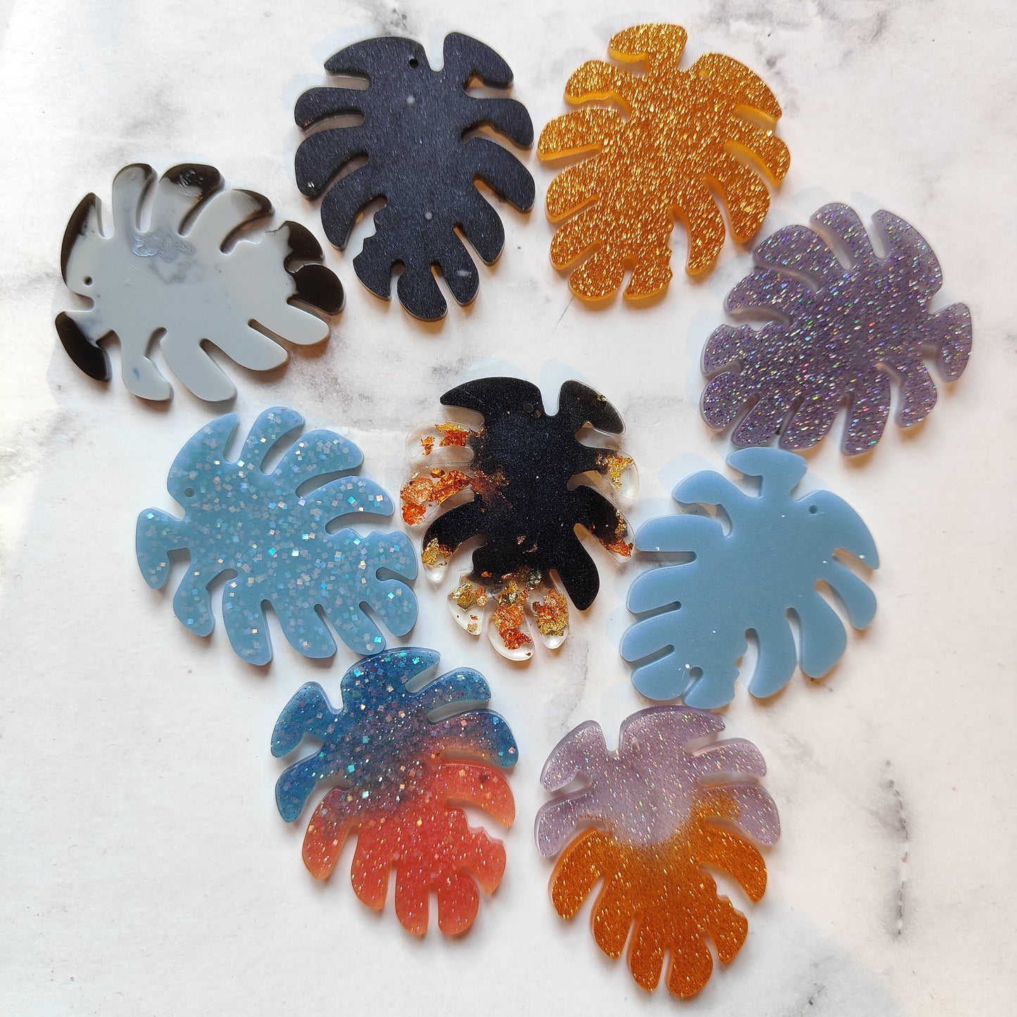 Monstera Leaf (Large) Earring - Glitter Halloween