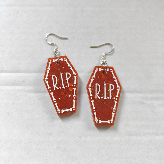 Coffin RIP Earrings - Autumn