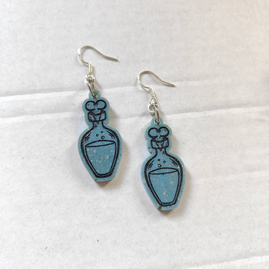 Small Potion Bottle Earrings - Blue