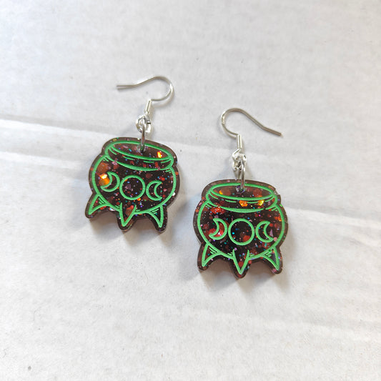 Witch’s Cauldron (Small) Earrings - Black