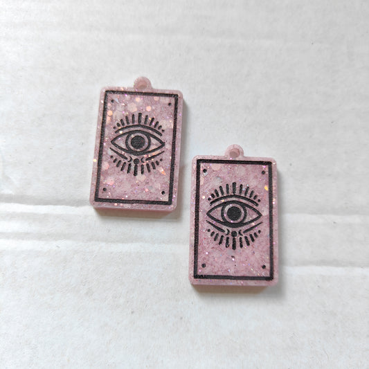 Tarot Card Eye Earrings - Pink Sparkle