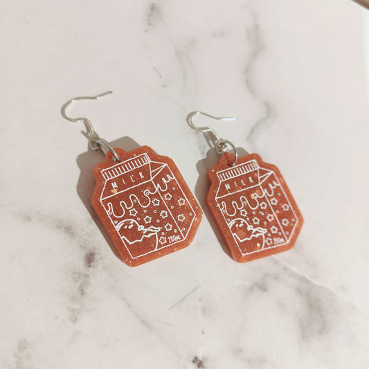 Egg Milk Carton Earrings - Red