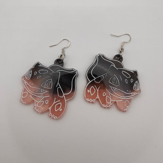 Pocket Monster Earrings - Pink / Black