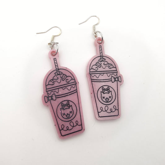 Milkshake Spooky Cat Earrings - Pink