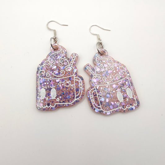 Hot Chocolate Skulls Earrings - Purple / Blue Sparkle