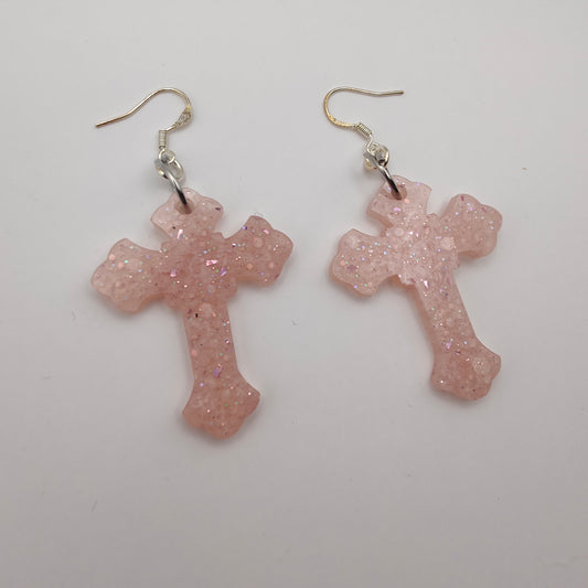 Cross Earrings - Pink