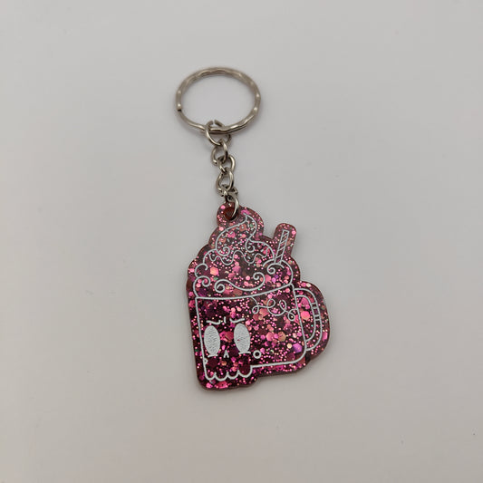 Hot Chocolate Mug Keyring - Dark Red (Left)