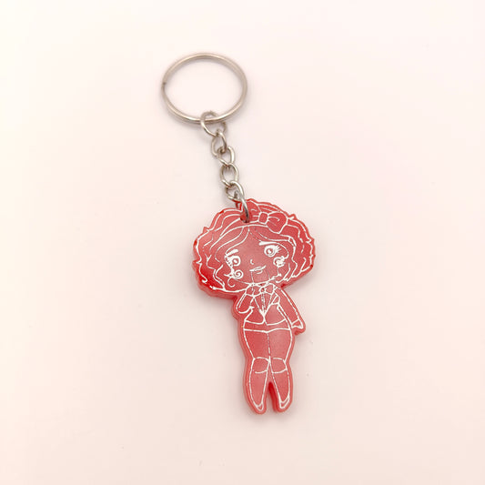 Creepy Kawaii Doll Keyring - Red