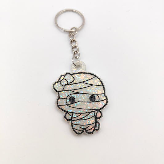 Mummy Keyring - White Sparkles