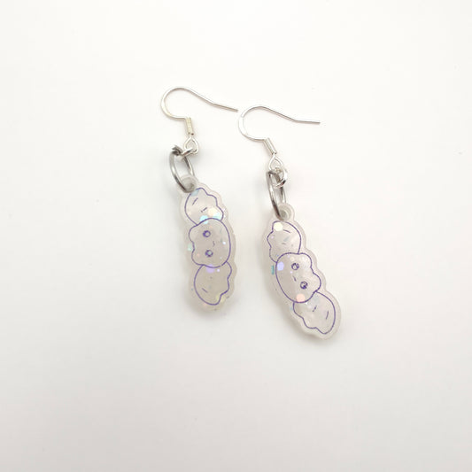 Bat (mini) Earrings - White / Purple