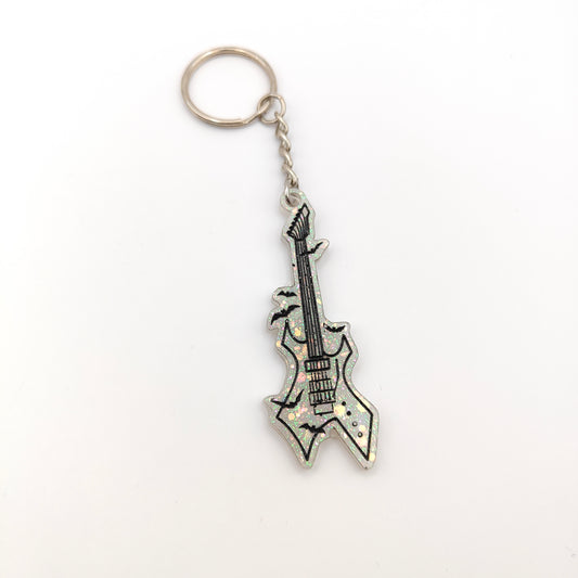 Guitar Keyring - White